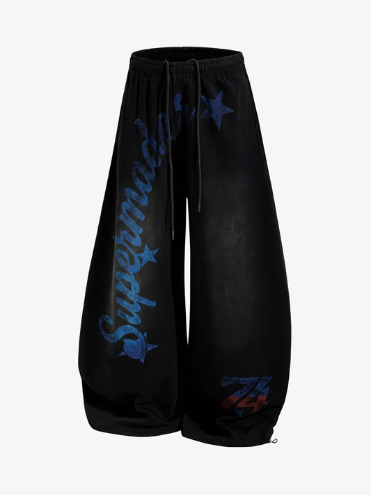 Vintage Star Graphic Wide Leg Sweatpants 