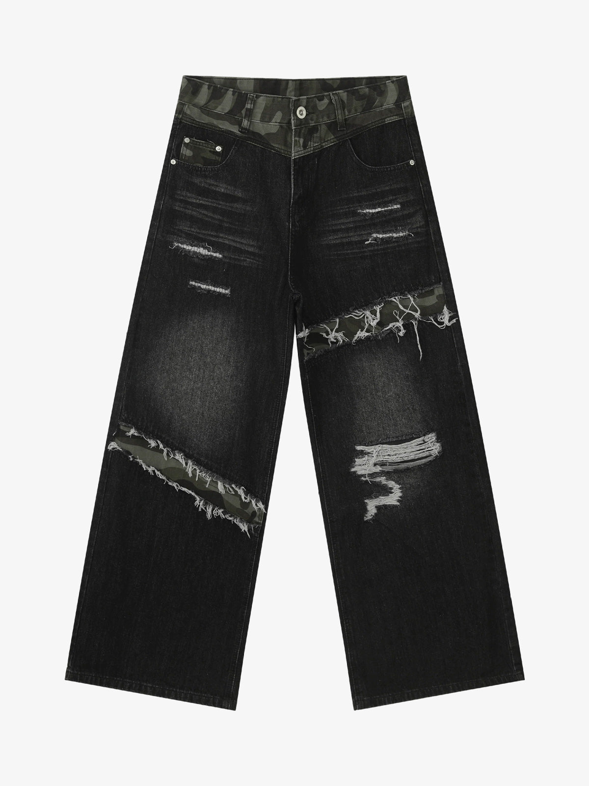 Patchwork-Jeans im Used-Look