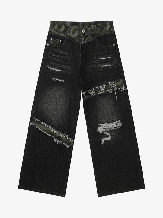 Patchwork-Jeans im Used-Look