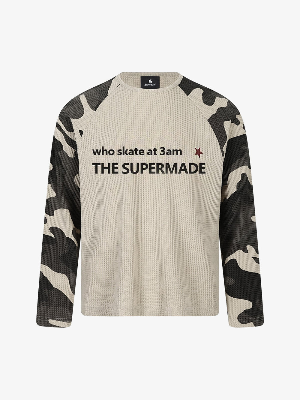Langarmshirt mit Camouflage-Muster und Waffelstruktur