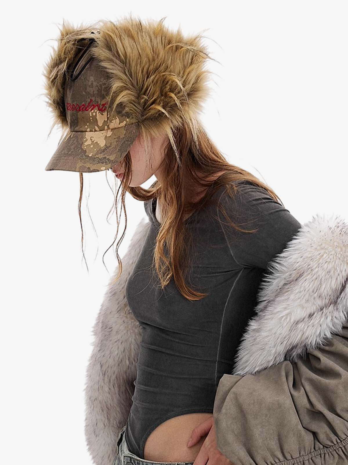 Camo Faux Fur Trim Hat