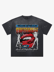 Cracked Graphic Paint-Splatter Distressed Tee