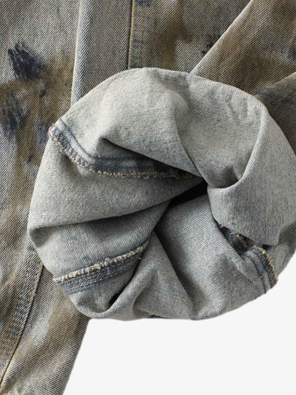 Denim Tie-Dye Wide-Leg Cropped Pants for Women High Waist Loose Fit Summer Casual Fashion 