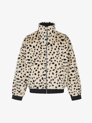 Reversible Spotted Leopard Stand-Collar Fleece Coat
