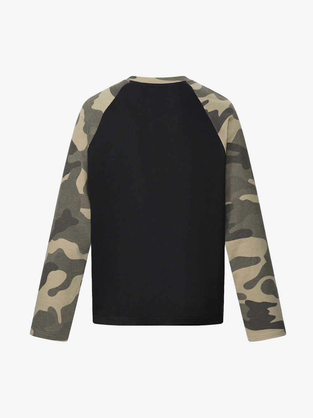 Skull Print Waffle Boxy  Long Sleeve Tee