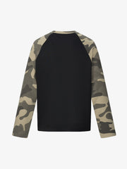 Skull Print Waffle Boxy  Long Sleeve Tee