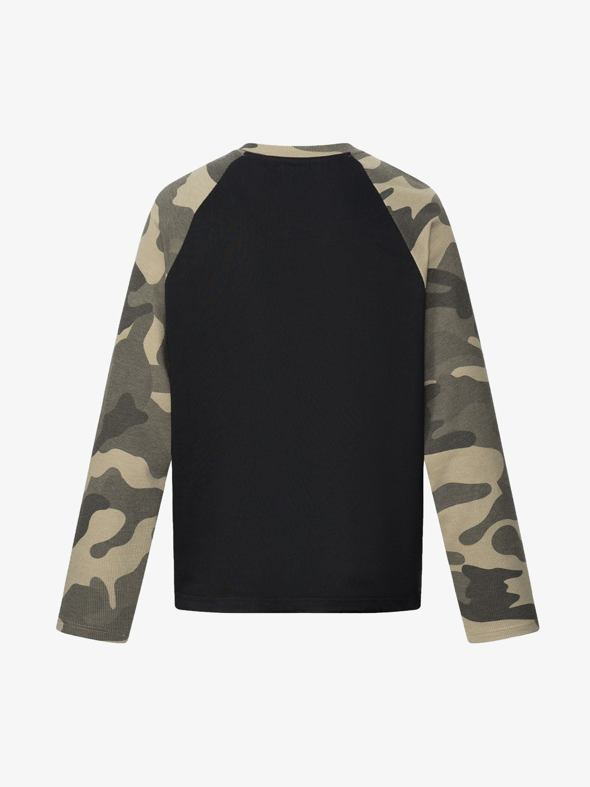 Skull Print Waffle Boxy  Long Sleeve Tee