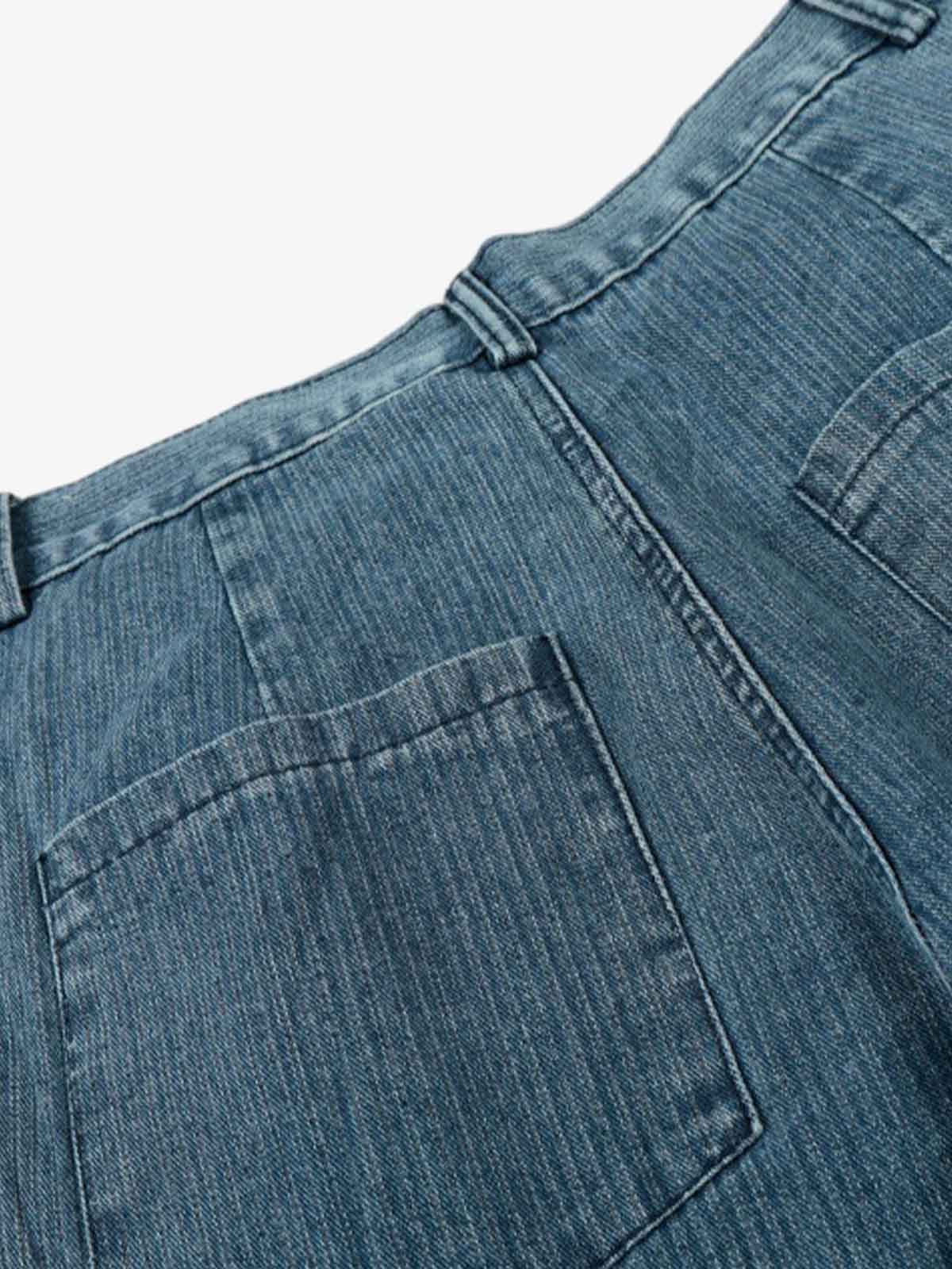 High Waist Pleated Wide Leg Jeans