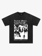 Vintage Washed Punk Graphic Print T-Shirt 