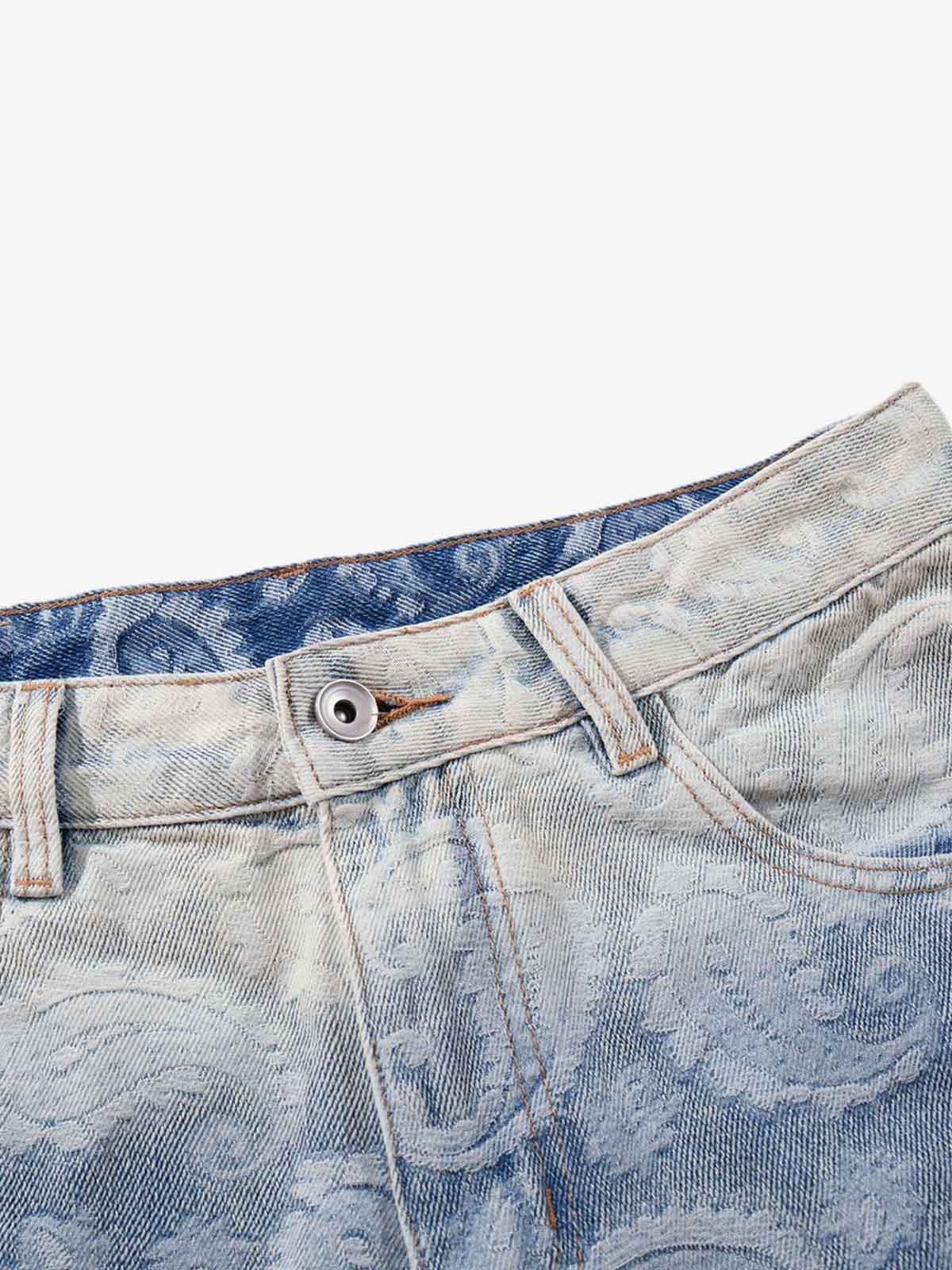 Floral Jacquard Denim Jeans 