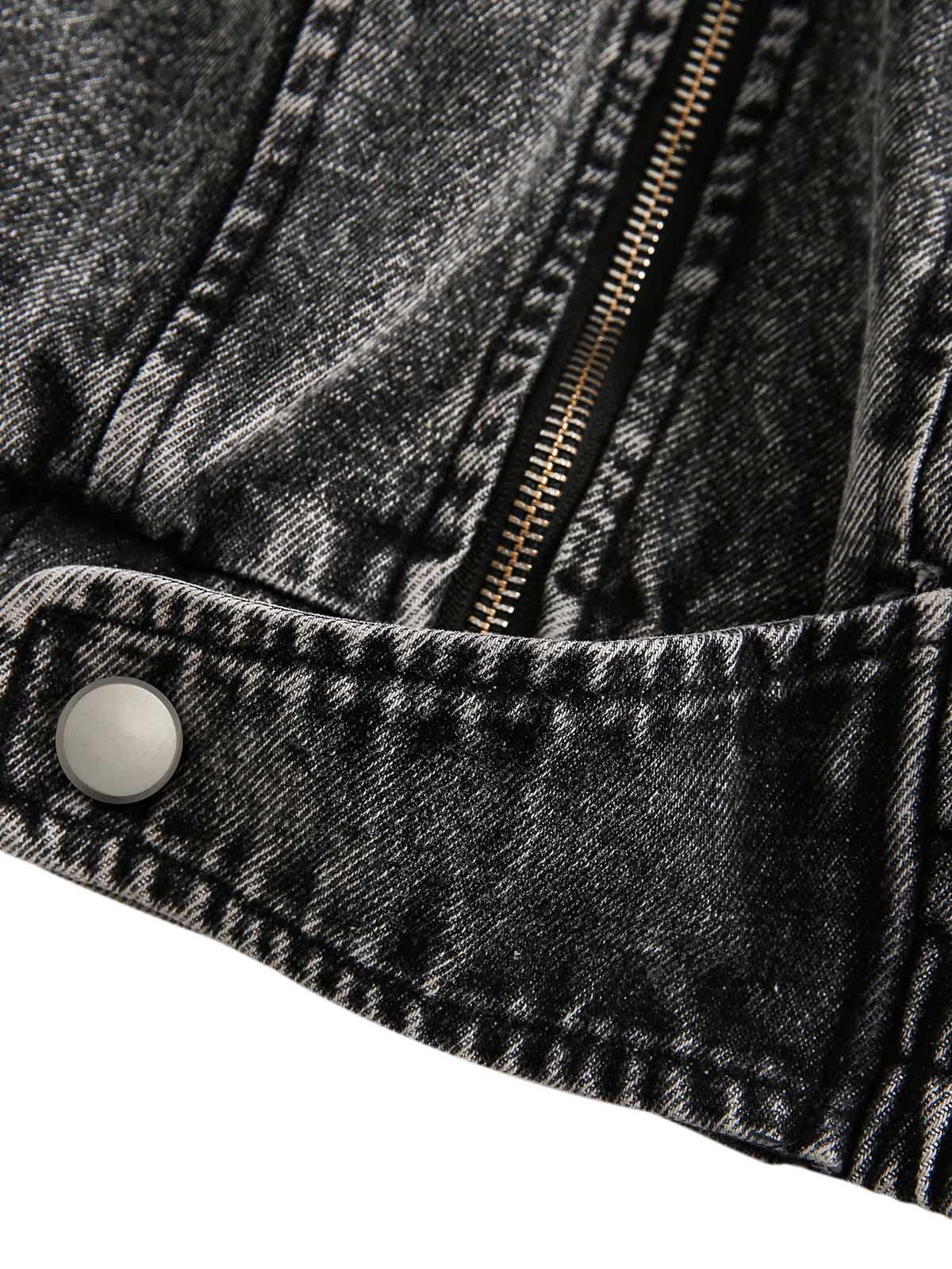 Deconstructed Stand Collar Denim Jacket 
