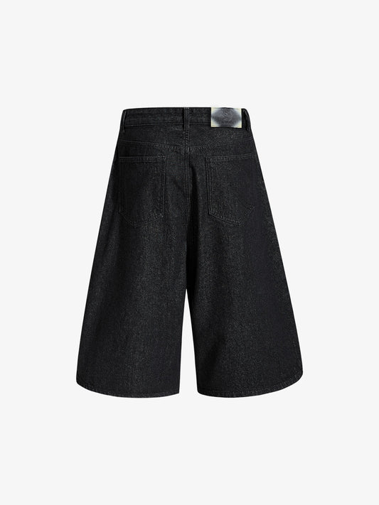 Asymmetric Multi-Button Fly Wide-Leg Denim Jorts