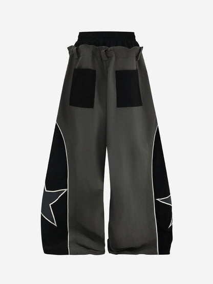 Star Color Block Double-Waist Paratrooper Pants