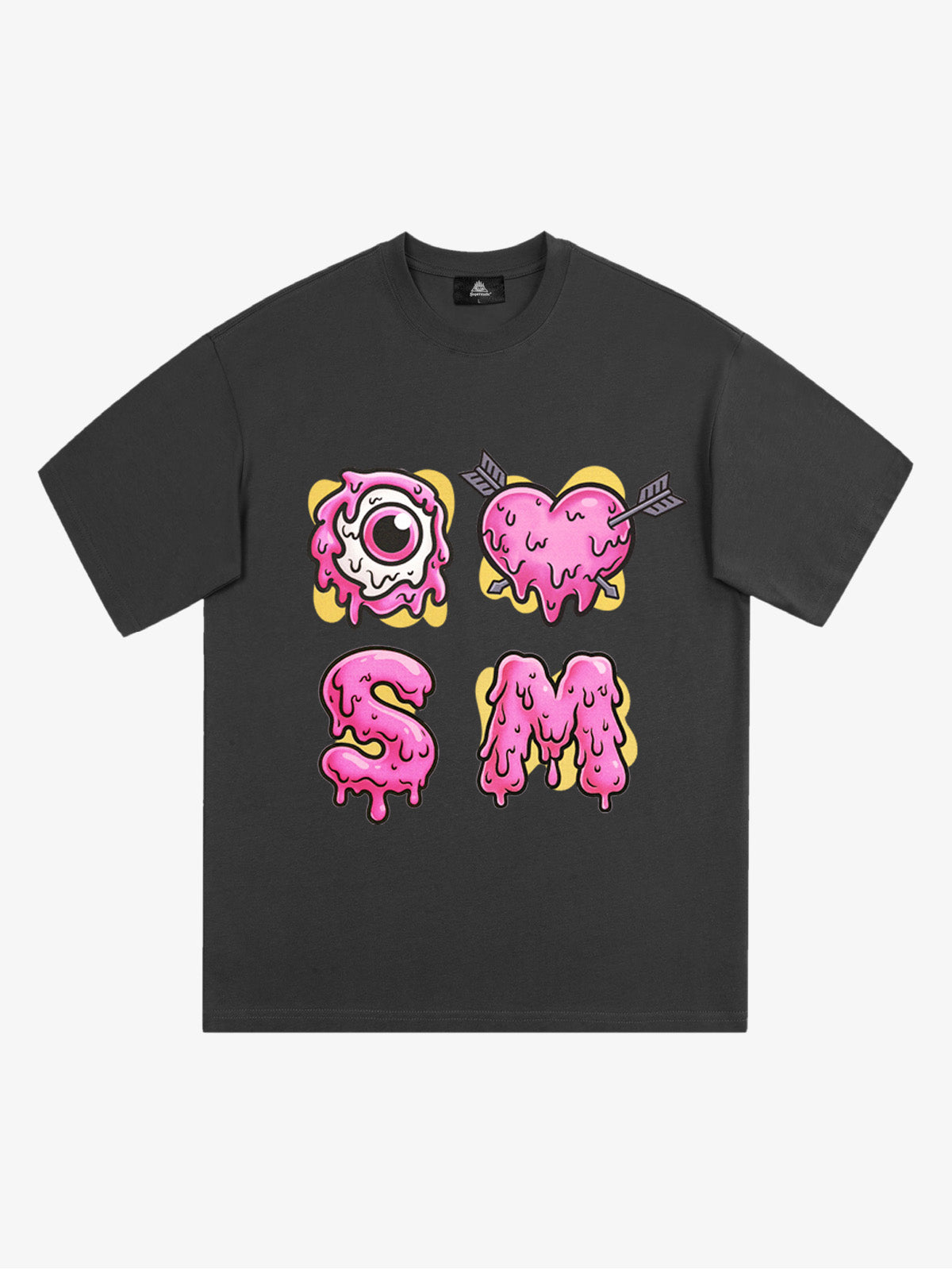 Thesupermade eyeball and love graffiti declaration T-shirt 