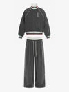 Thesupermade American Retro Color-Blocked Striped Stand-Collar Tracksuit 