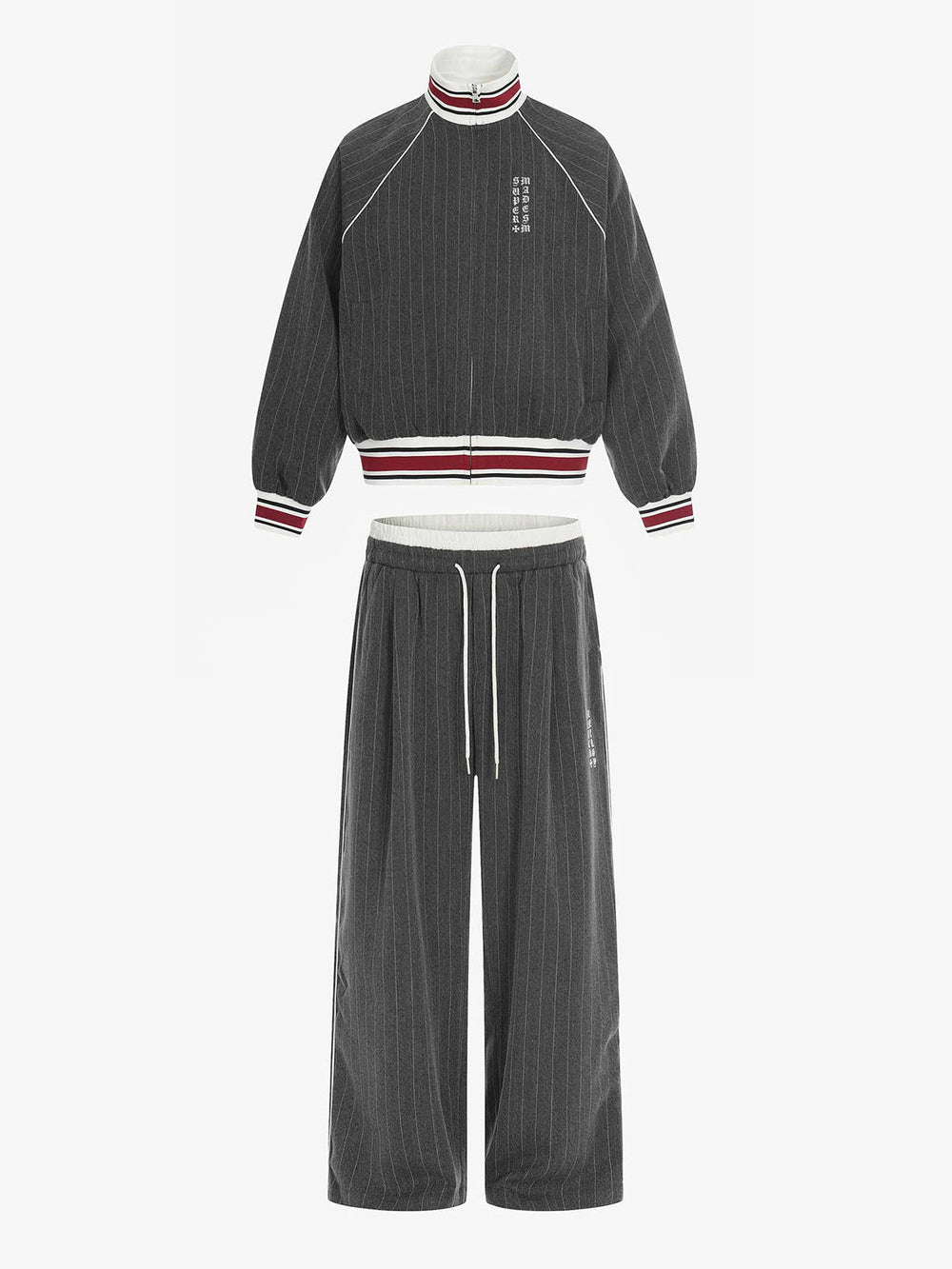 Retro Color-Blocked Striped Stand-Collar Tracksuit 