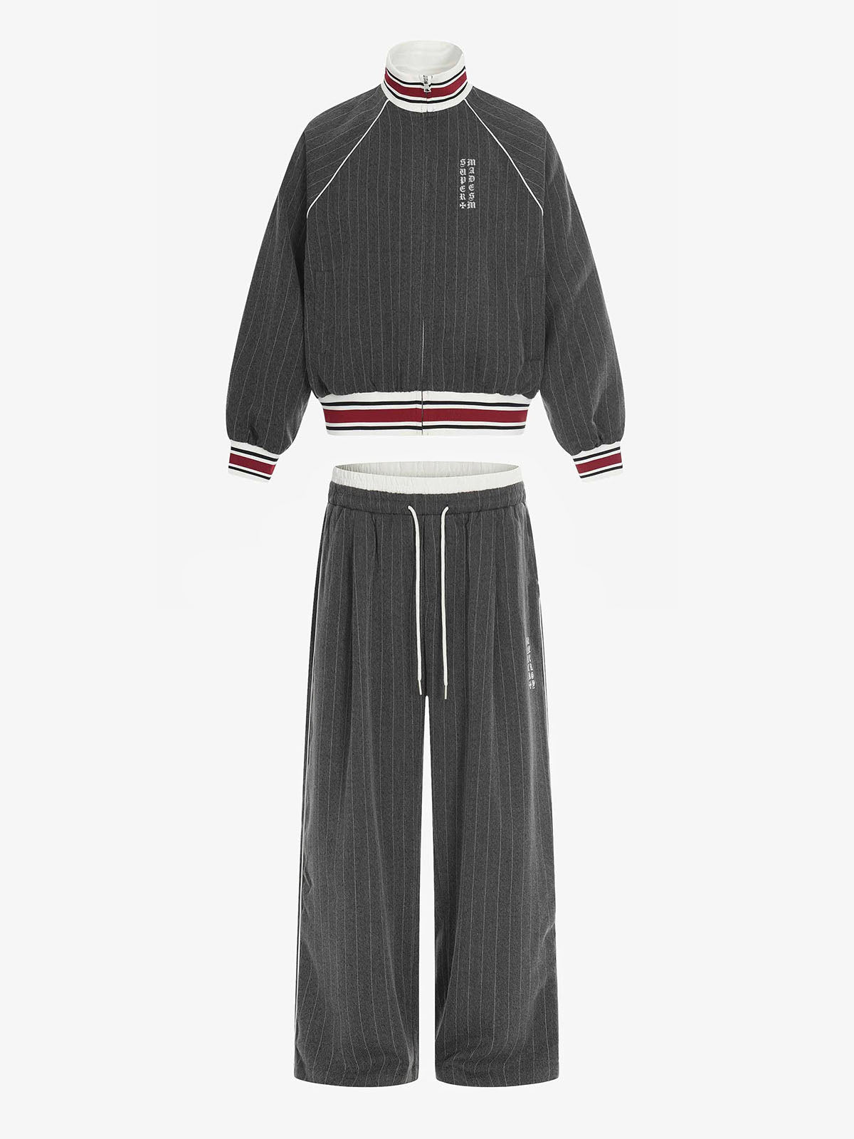 Retro Color-Blocked Striped Stand-Collar Tracksuit 