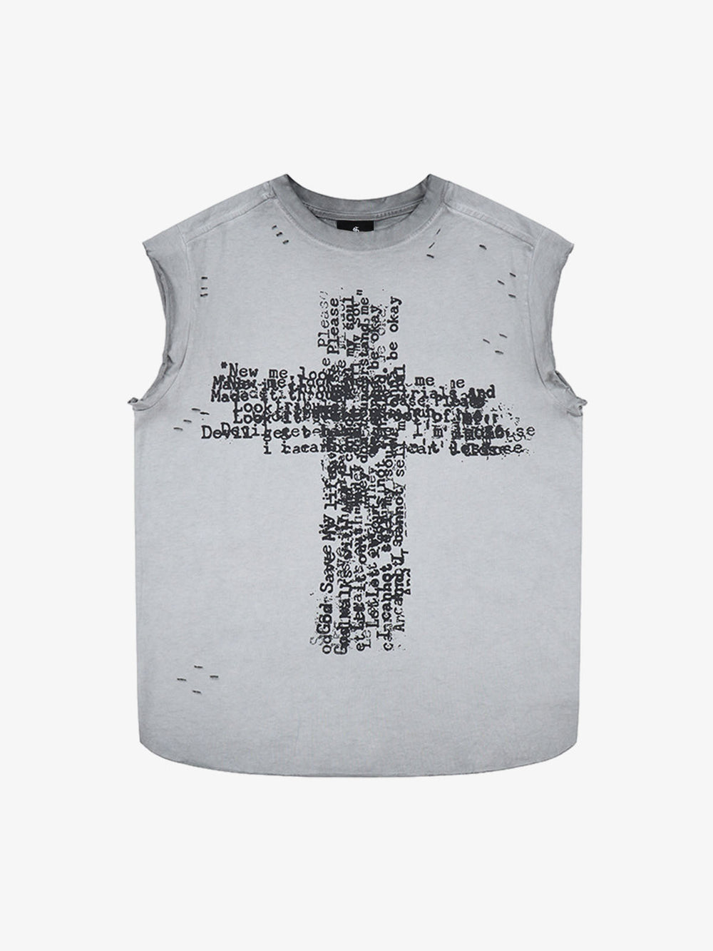 Letter Cross Graphic Distressed Tank Top