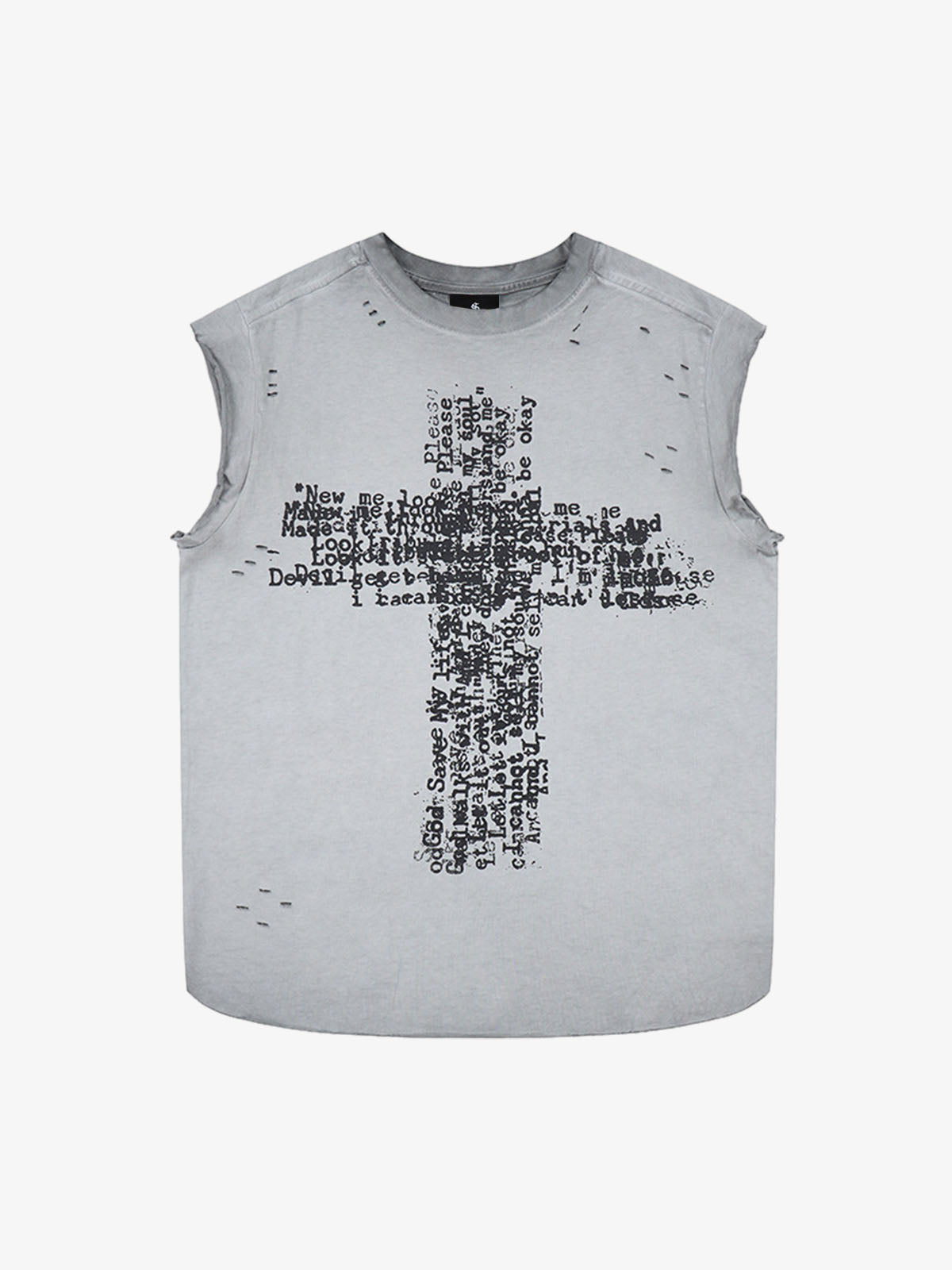 Letter Cross Graphic Distressed Tank Top