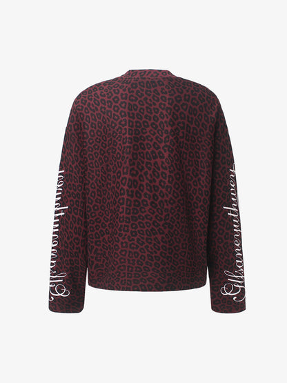 Leopard Graphic Waffle Long Sleeve Tee