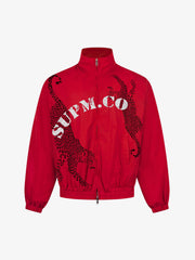 Leopard Graphic Lightweight High-Neck Windbreaker Jacket