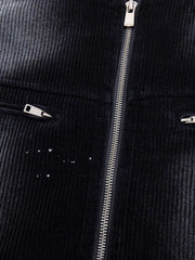 Washed Distressed Corduroy Cropped Jacket