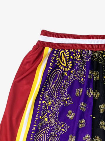 Polyester Snake Print Athletic Shorts with Bold Logo Design 