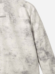 Padded-Shoulder Asymmetric Faux Leather Biker Jacket