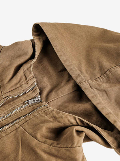 Hooded Workwear Multi Pocket Zip Jacket