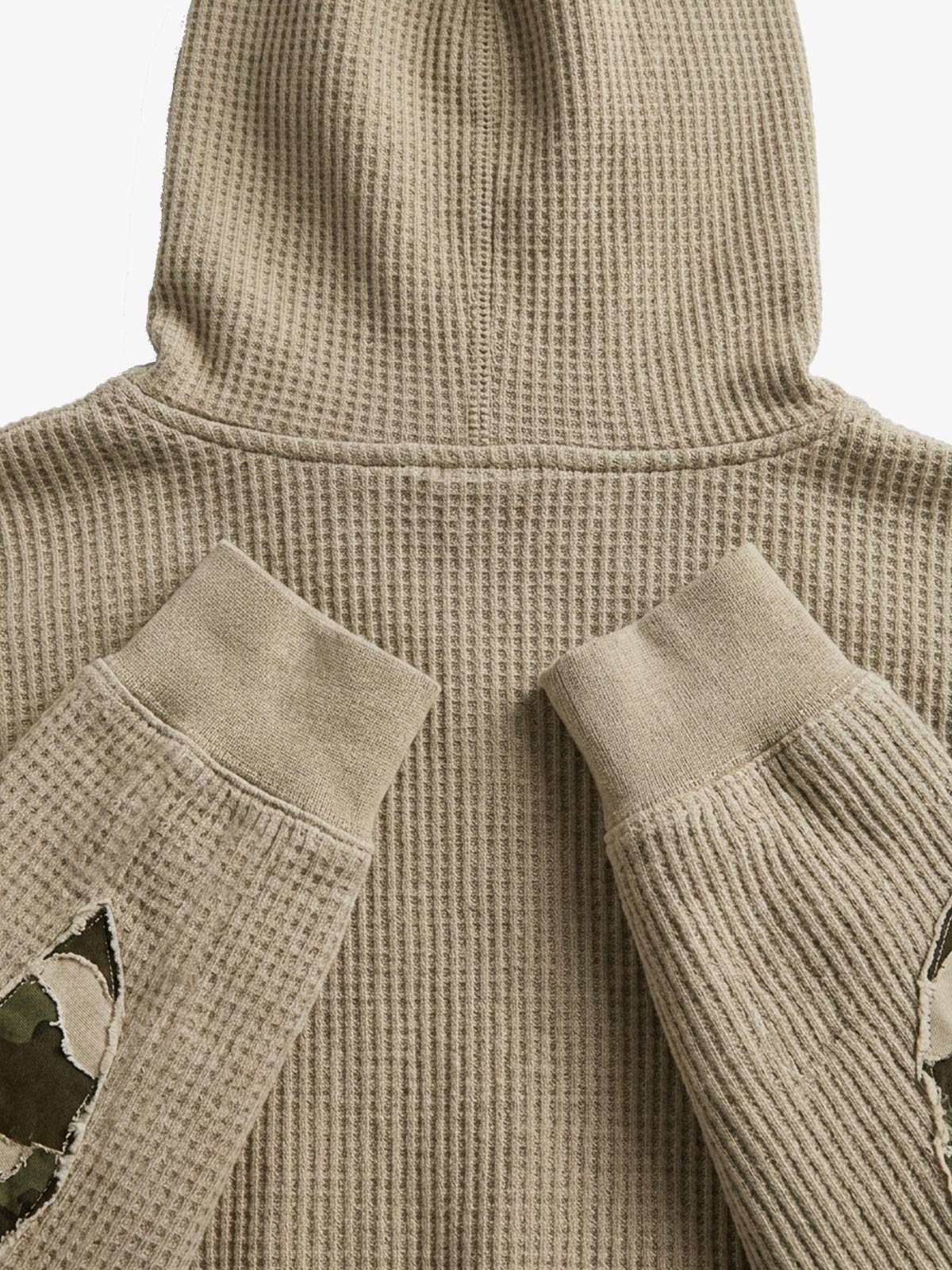 Waffle-Knit Camo Appliqué Embroidered Hoodie & Wide-Leg Sweatpants Set