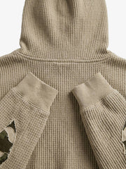 Waffle-Knit Camo Appliqué Embroidered Hoodie & Wide-Leg Sweatpants Set