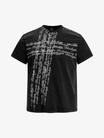 Cross Script Typography T-Shirt
