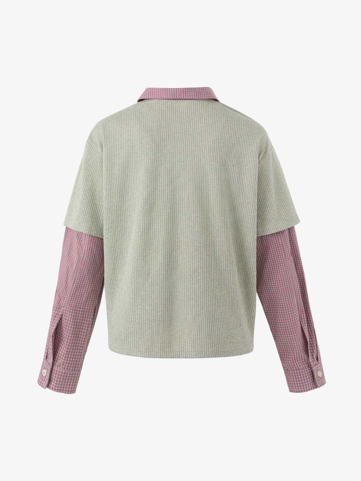 Cartoon Letter Graphic Striped Layered Long Sleeve Tee