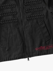 Embossed Stud Patch Cropped Napoleon Jacket