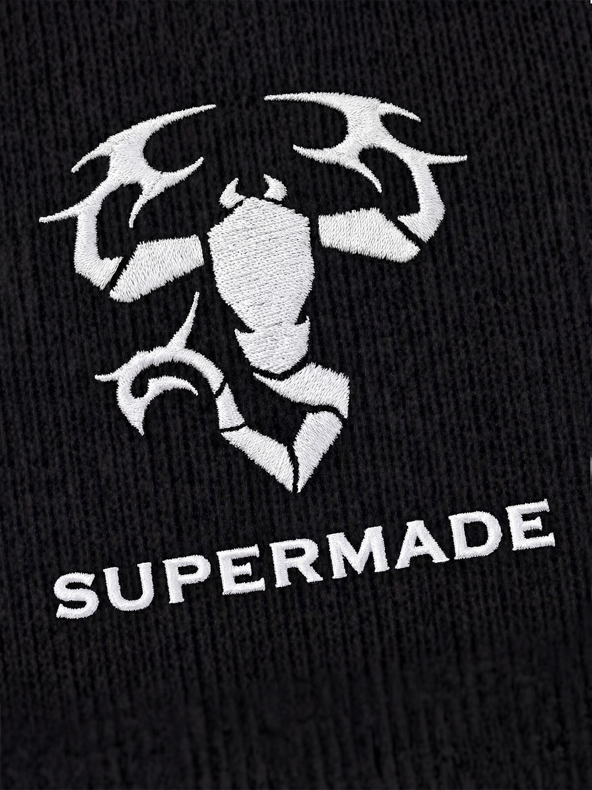 Cotton-blend black, white and gray vest with scorpion embroidered logo and deformed logo print 