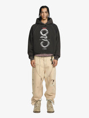 Vintage Washed Snake Appliqué Pullover Hoodie 