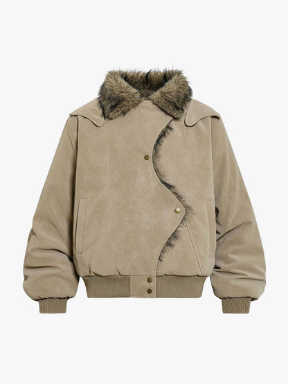 Stylish Faux Fur Trimmed Bomber Jacket for Winter Wear 