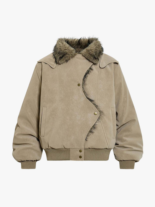 Stylish Faux Fur Trimmed Bomber Jacket for Winter Wear 