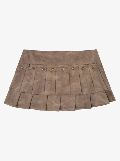 Faux Suede Studded Mini Skirt