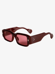 Goldene, mit Nieten besetzte quadratische Sonnenbrille mit UV-Schutz