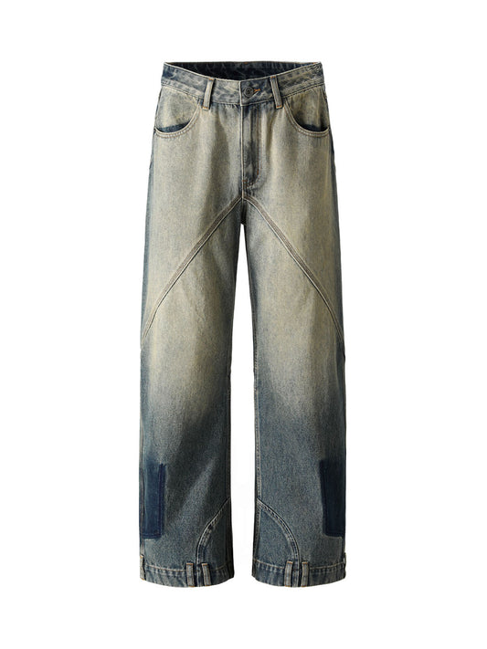 Deconstructed Ankle Loop Straight Jeans 
