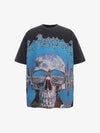 Street Retro Skull Graffiti Street Print T-shirt 