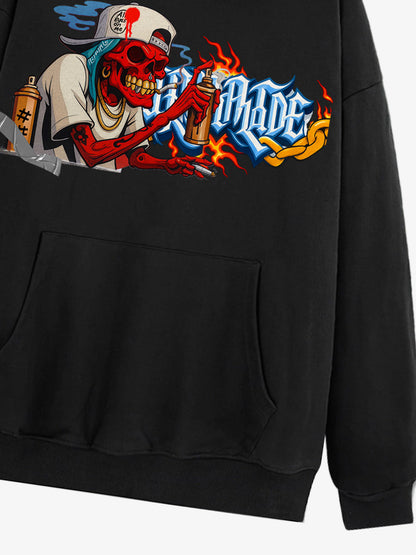 Thesupermade Street Skull Graffiti Artist Hooded Sweatshirt 