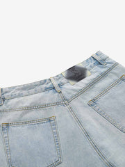 Faux Two-Piece Ripped Denim Shorts 