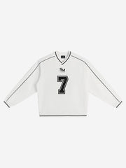 Striped Color Block Logo Graphic V-Neck Sweatshirt