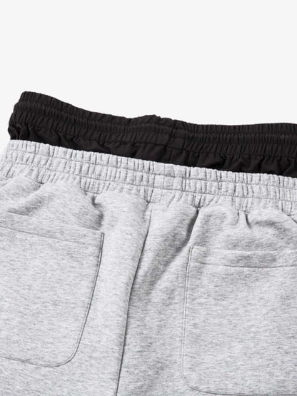 Cotton Blend Casual Wide Leg Sweatpants with Side Striped Panels for Men 