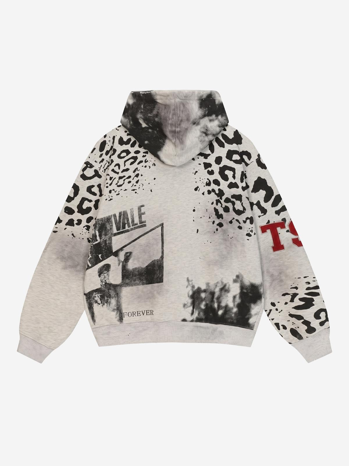Leopard Logo Appliqué Distressed Hoodie