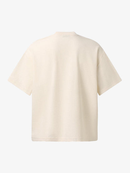 Cotton Waffle Knit Graphic T-Shirt with The Supermade Records Print for Men 