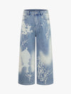 Tie-Dye Distressed Wide Leg Jeans 