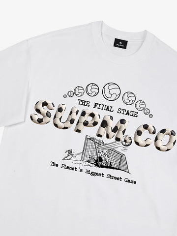 Cotton unisex solid short-sleeved T-shirt with a soccer collage logo and street football element print 